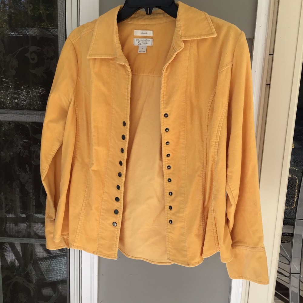 Christopher & Banks mustard hobo hippy Corduroy Jacket Women's Stretch Medium.